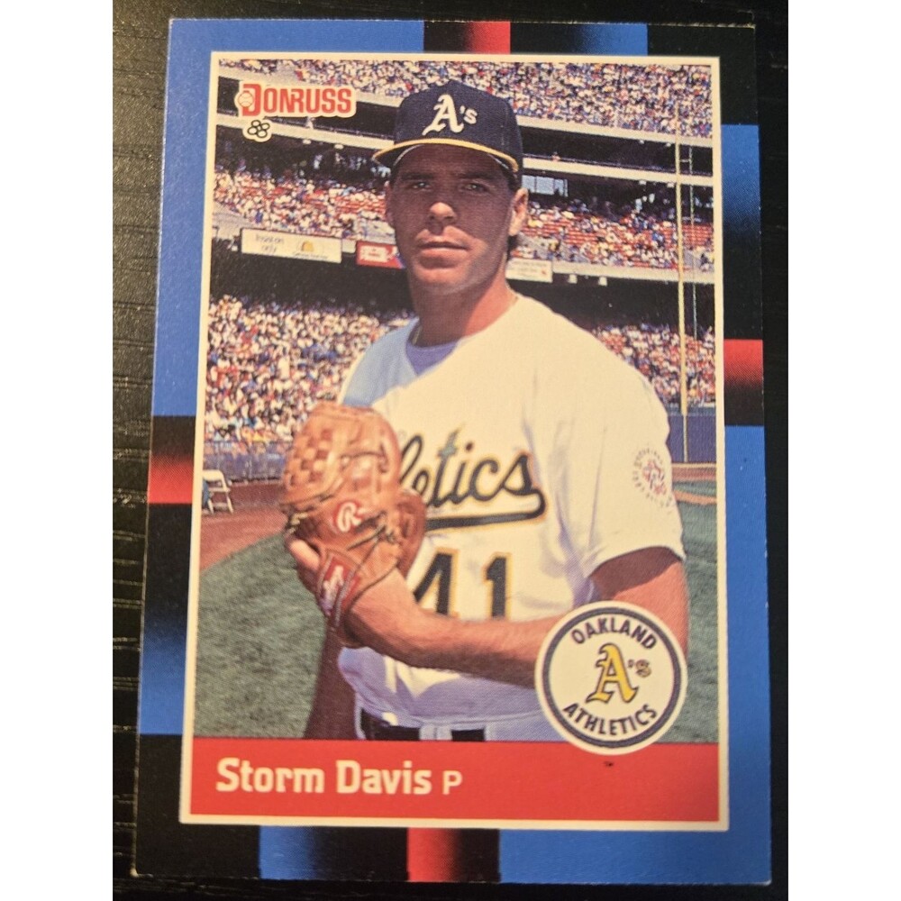 1988 Donruss Storm Davis #595 Oakland Athletics A's Baseball Card MLB Vintage P